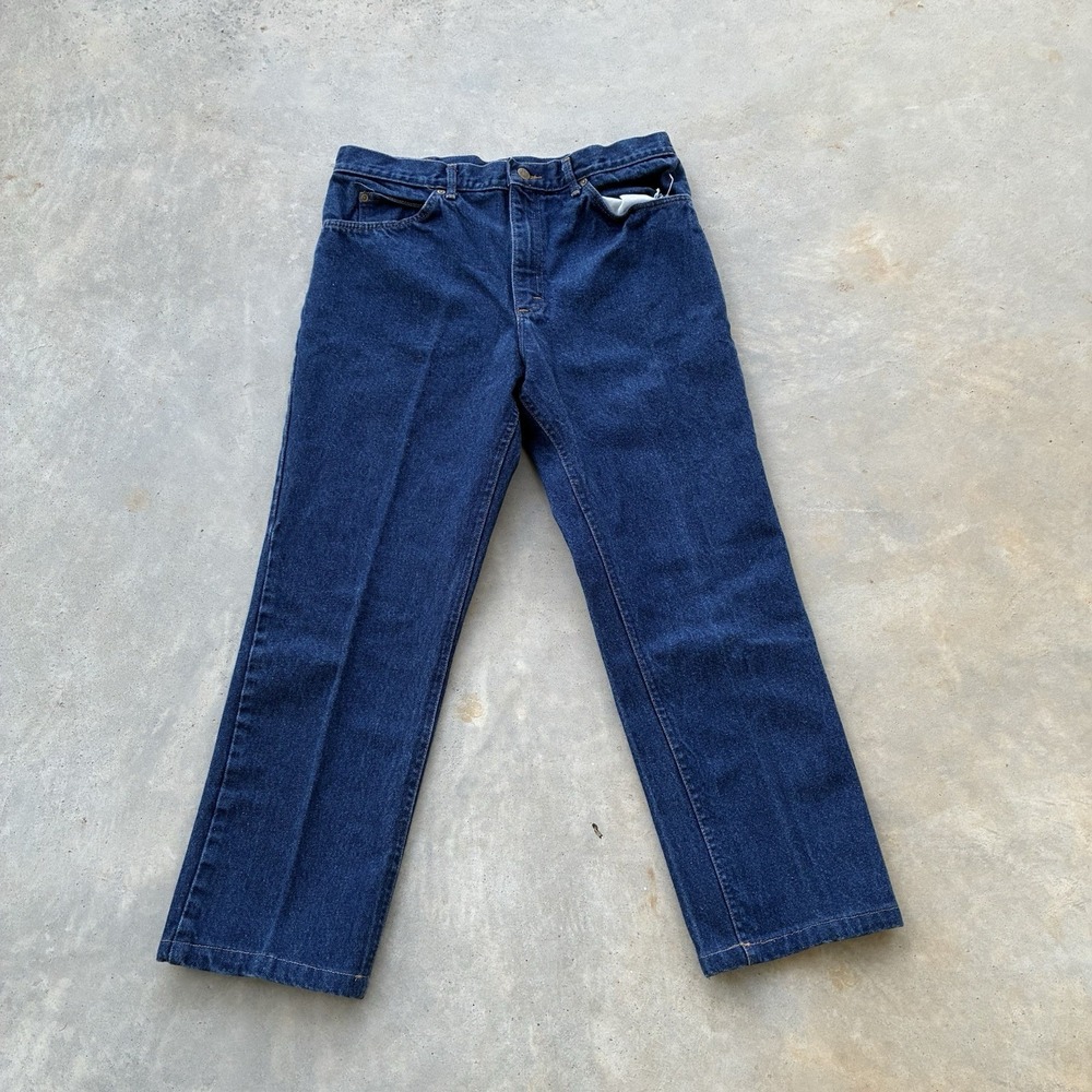 Vintage Lee Riders Jeans 33x30 Distressed USA Union Made 70 80s Western Blue VTG
